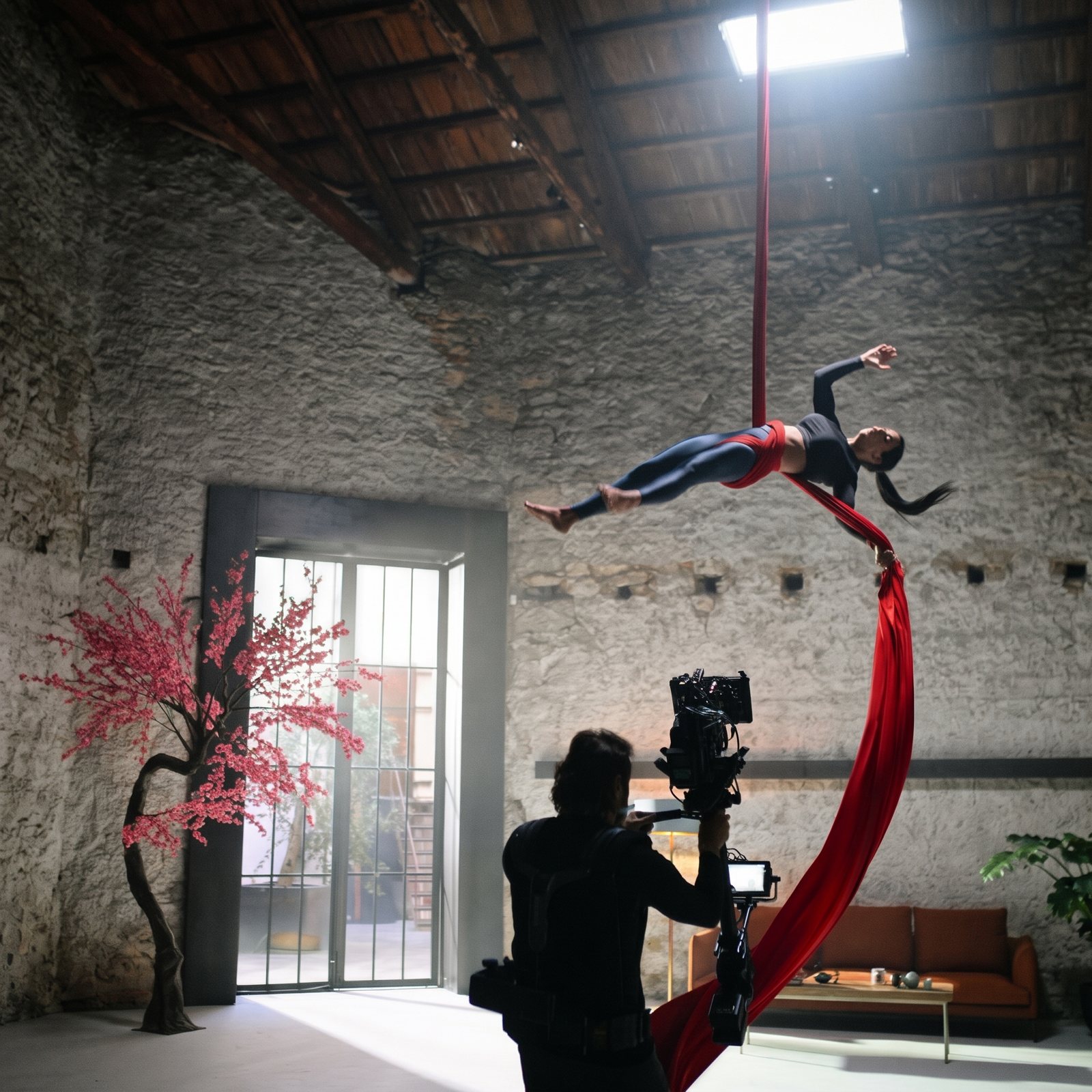 Geisha TVC: Aerial silk performance · Roadhouse production